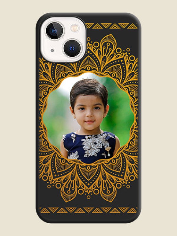 Custom Round Image with Floral Design on Photo on Space Black Soft Matte Mobile Cover - iPhone 14 Plus