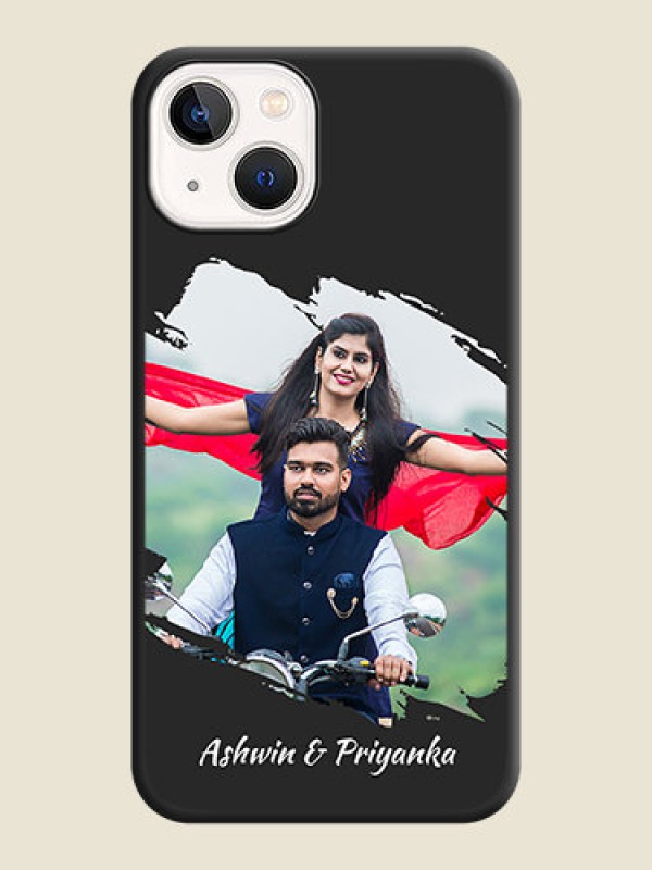 Custom Grunge Brush Strokes on Photo on Space Black Soft Matte Back Cover - iPhone 14 Plus