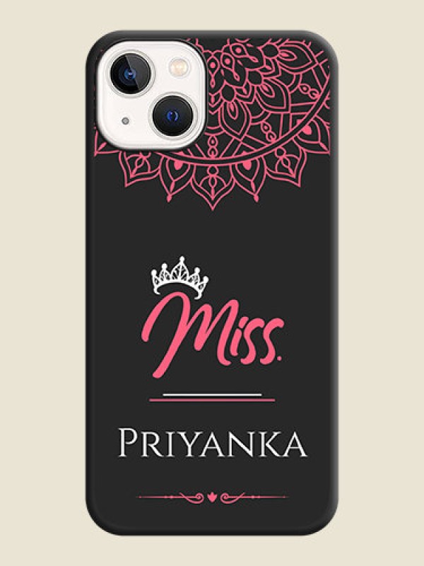Custom Mrs Name with Floral Design on Space Black Personalized Soft Matte Phone Covers - iPhone 14 Plus