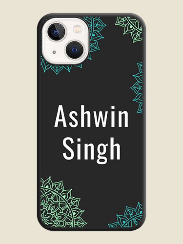 Custom Your Name with Floral Design on Space Black Custom Soft Matte Back Cover - iPhone 14 Plus
