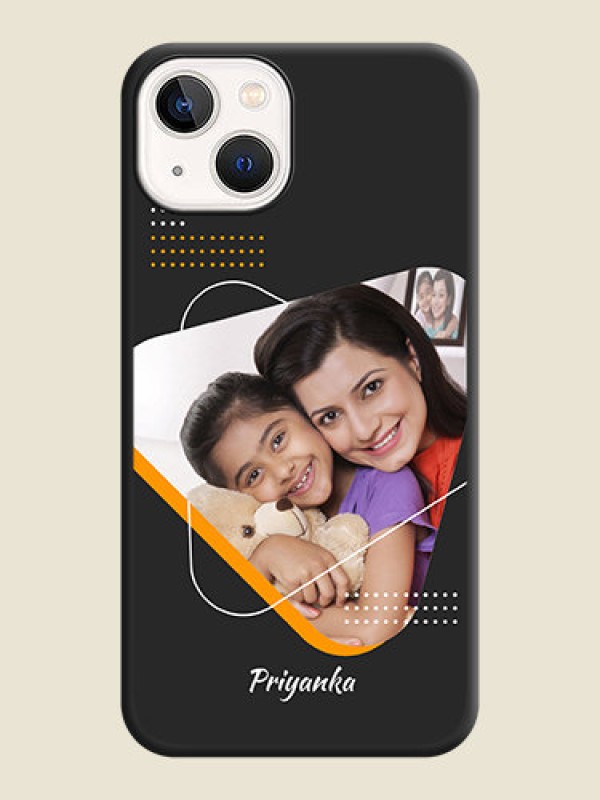 Custom Yellow Triangle on Photo on Space Black Soft Matte Phone Cover - iPhone 14 Plus