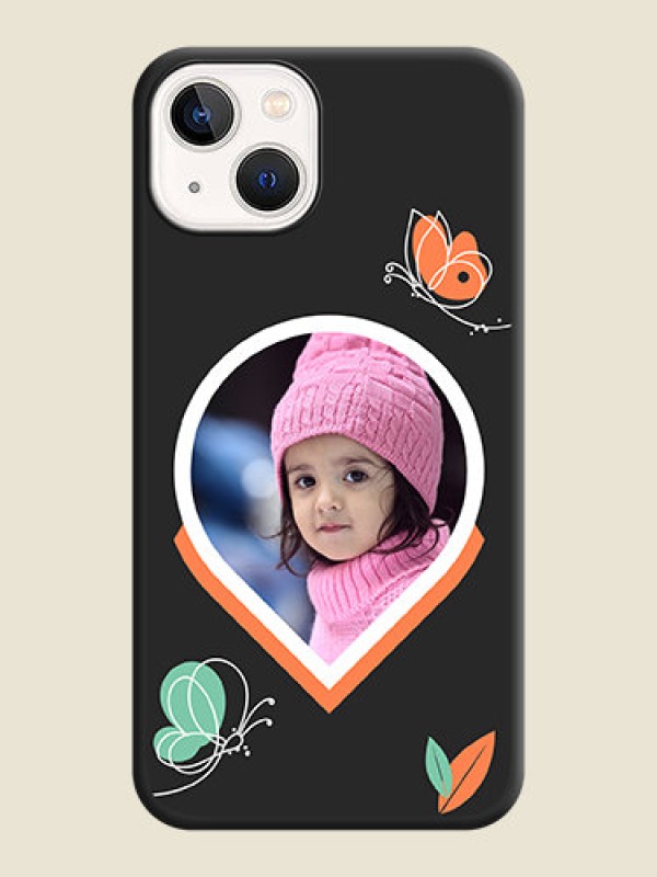 Custom Upload Pic With Simple Butterly Design On Space Black Personalized Soft Matte Phone Covers -Apple Iphone 14 Plus