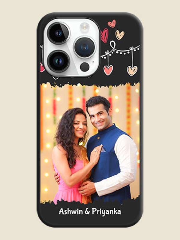 Custom Pink Love Hangings with Name on Space Black Custom Soft Matte Phone Cases - iPhone 14 Pro Max