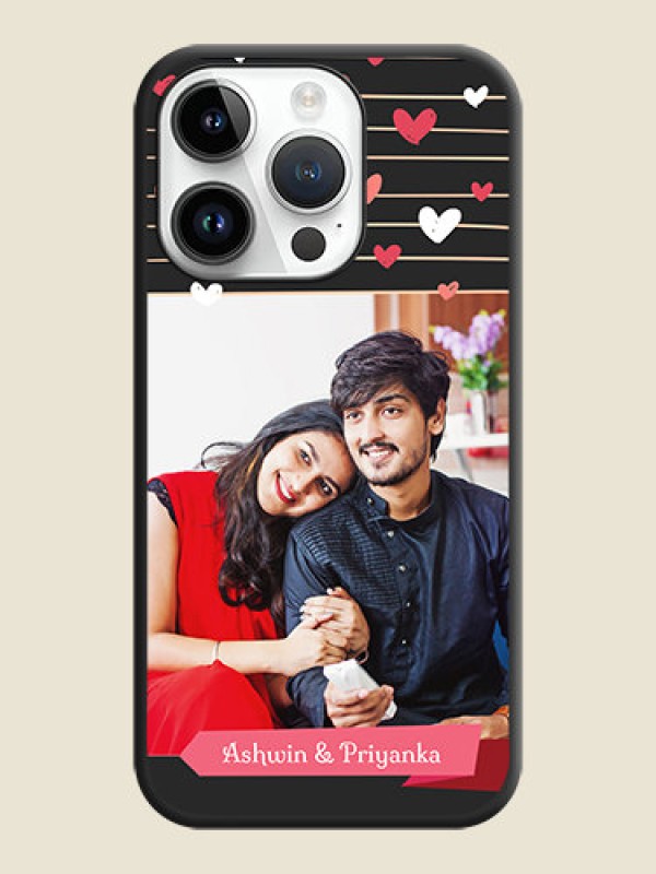 Custom Love Pattern with Name on Pink Ribbon  on Photo on Space Black Soft Matte Back Cover - iPhone 14 Pro Max