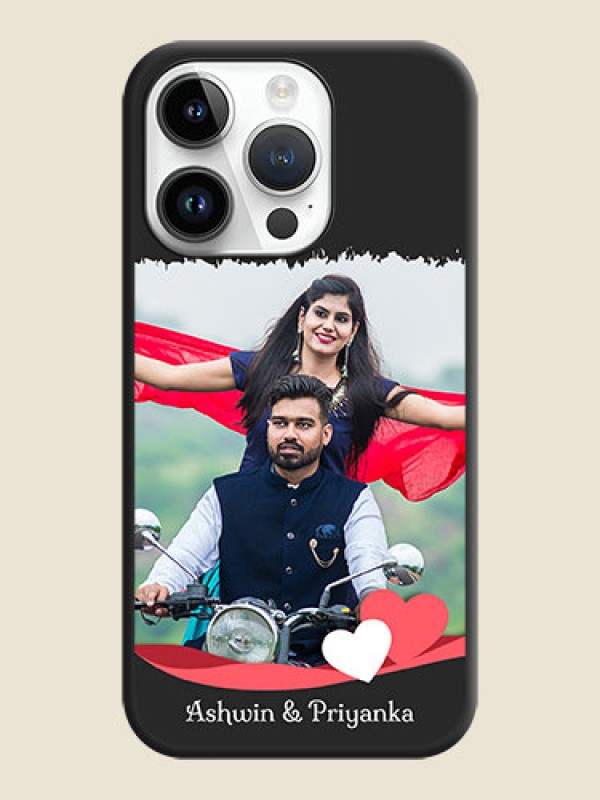 Custom Pin Color Love Shaped Ribbon Design with Text on Space Black Custom Soft Matte Phone Back Cover - iPhone 14 Pro Max