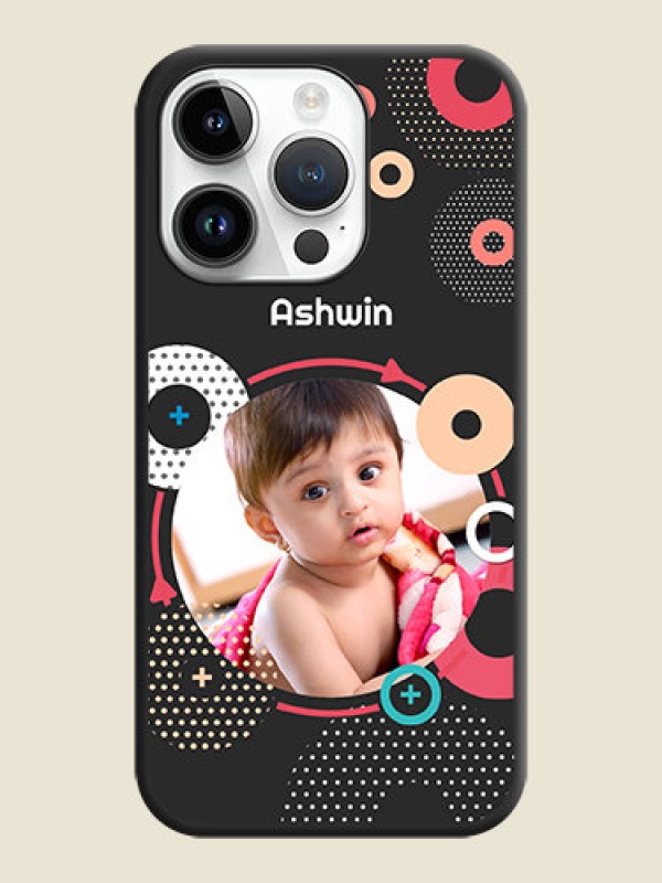 Custom Multicoloured Round Image on Personalised Space Black Soft Matte Cases - iPhone 14 Pro Max