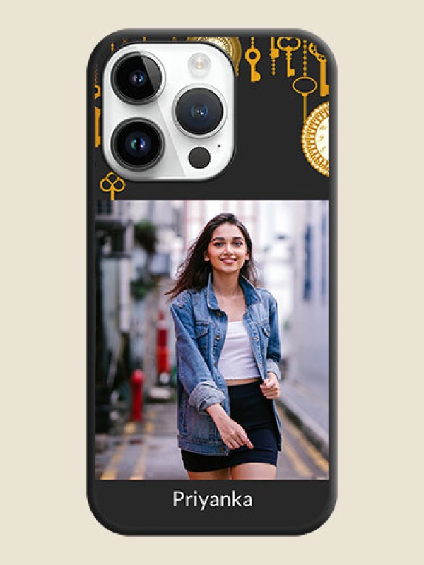 Custom Decorative Design with Text on Space Black Custom Soft Matte Back Cover - iPhone 14 Pro Max