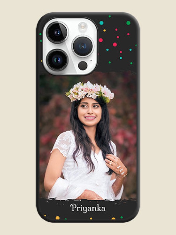 Custom Multicolor Dotted Pattern with Text on Space Black Custom Soft Matte Phone Back Cover - iPhone 14 Pro Max