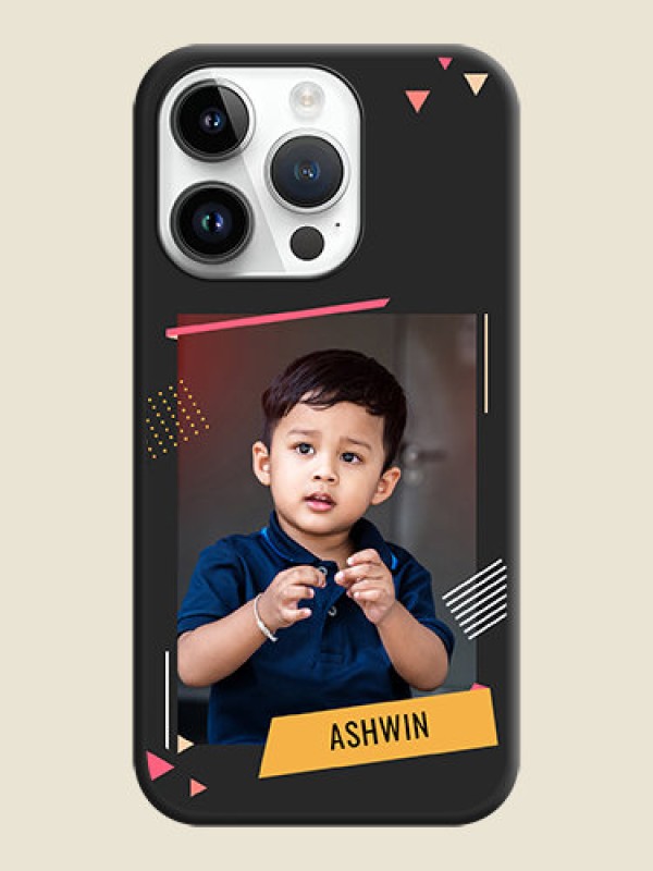 Custom Photo Frame with Triangle Small Dots on Photo on Space Black Soft Matte Back Cover - iPhone 14 Pro Max