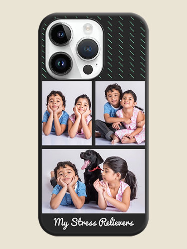 Custom Cross Dotted Pattern with 2 Image Holder  on Personalised Space Black Soft Matte Cases - iPhone 14 Pro Max