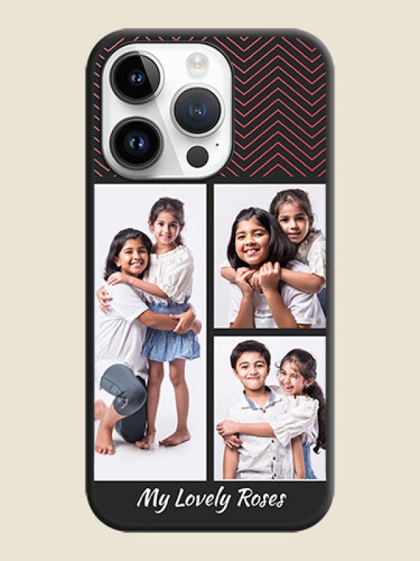 Custom Wave Pattern with 3 Image Holder on Space Black Custom Soft Matte Back Cover - iPhone 14 Pro Max