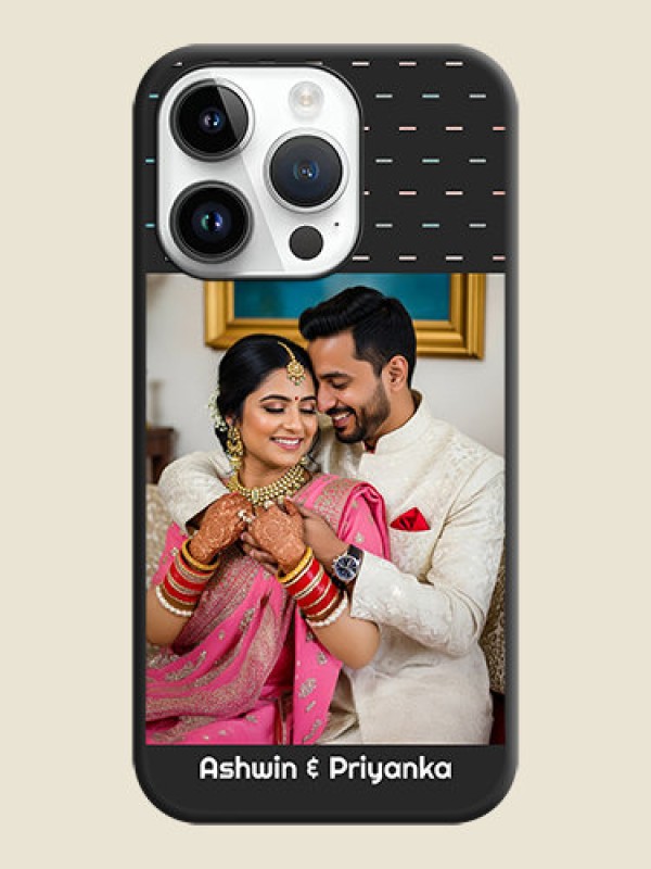 Custom Line Pattern Design with Text on Space Black Custom Soft Matte Phone Back Cover - iPhone 14 Pro Max