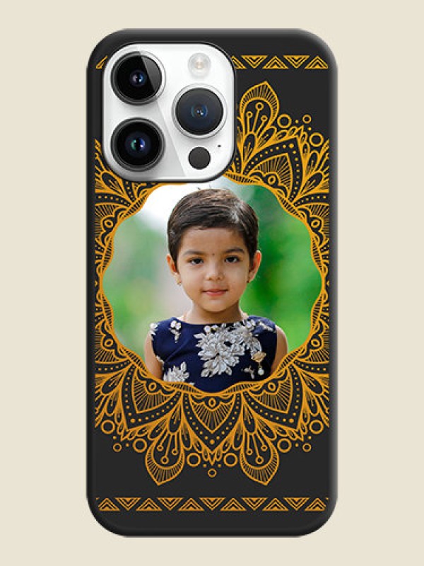 Custom Round Image with Floral Design on Photo on Space Black Soft Matte Mobile Cover - iPhone 14 Pro Max