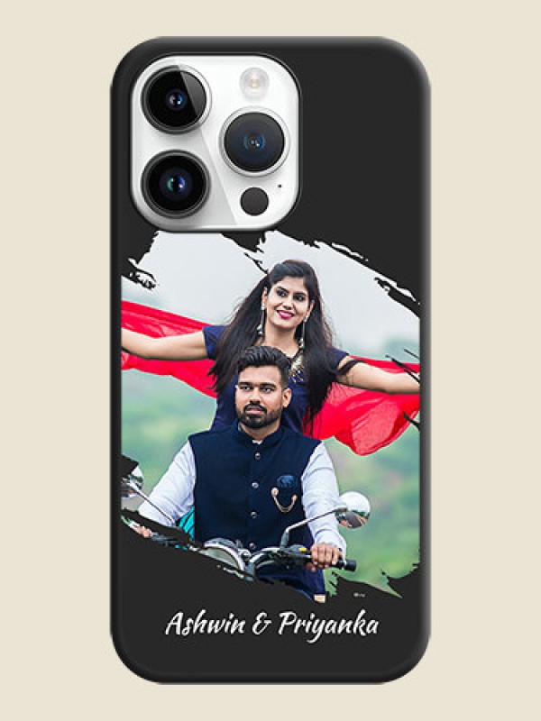 Custom Grunge Brush Strokes on Photo on Space Black Soft Matte Back Cover - iPhone 14 Pro Max