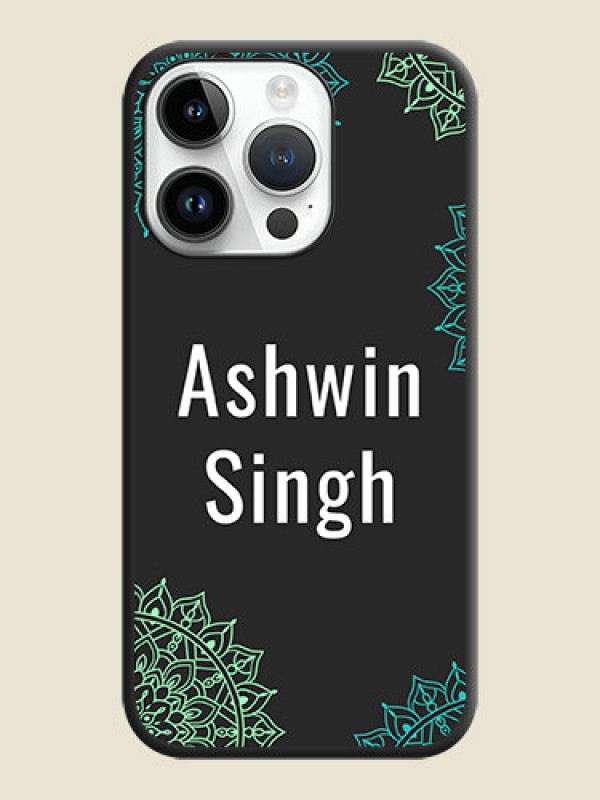 Custom Your Name with Floral Design on Space Black Custom Soft Matte Back Cover - iPhone 14 Pro Max