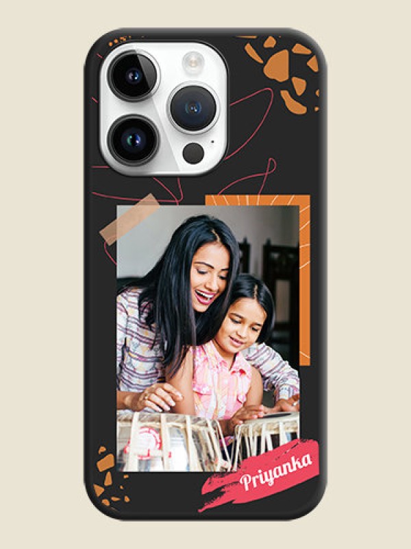Custom Orange Photo Frame on Space Black Custom Soft Matte Phone Back Cover - iPhone 14 Pro Max
