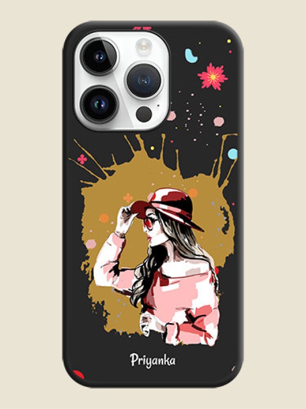 Custom Mordern Lady With Color Splash Background With Custom Text On Space Black Personalized Soft Matte Phone Covers -Apple Iphone 14 Pro Max