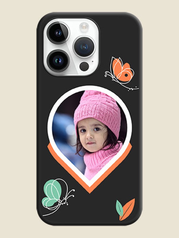 Custom Upload Pic With Simple Butterly Design On Space Black Personalized Soft Matte Phone Covers -Apple Iphone 14 Pro Max