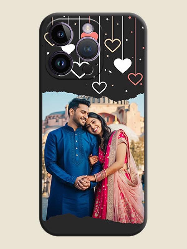 Custom Love Hangings with Splash Wave Picture on Space Black Custom Soft Matte Phone Back Cover - iPhone 14 Pro