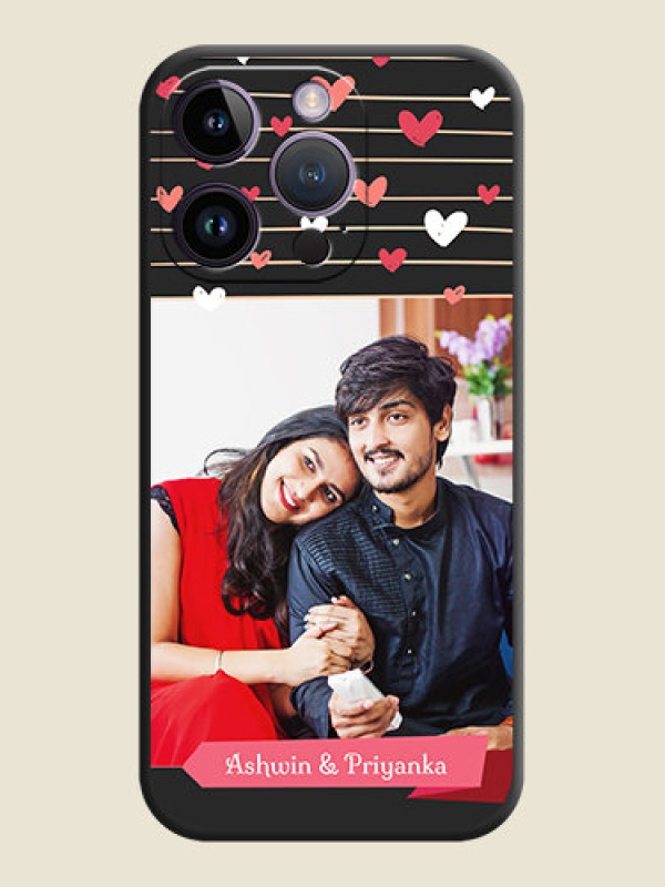 Custom Love Pattern with Name on Pink Ribbon  on Photo on Space Black Soft Matte Back Cover - iPhone 14 Pro