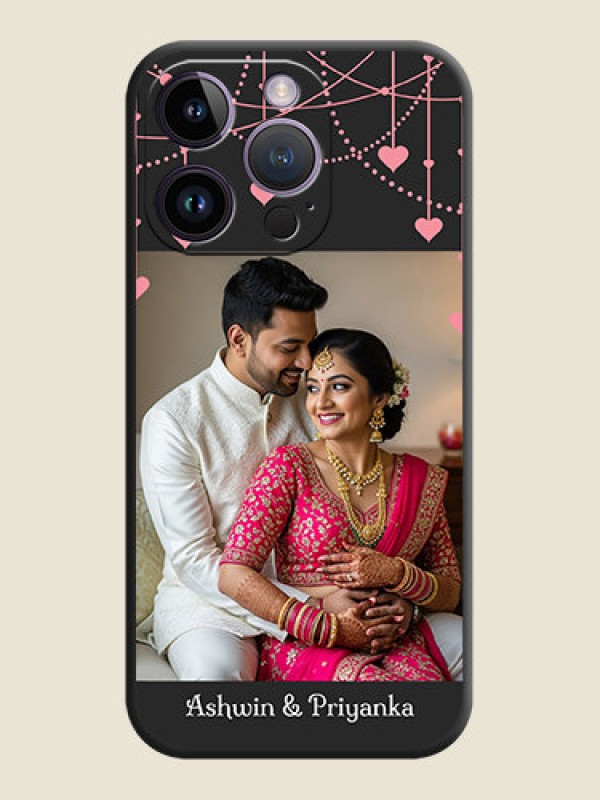 Custom Pink Love Hangings with Text on Space Black Custom Soft Matte Back Cover - iPhone 14 Pro
