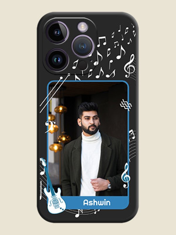 Custom Musical Theme Design with Text on Photo on Space Black Soft Matte Mobile Case - iPhone 14 Pro
