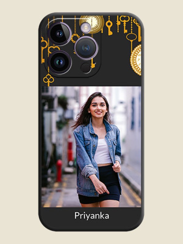 Custom Decorative Design with Text on Space Black Custom Soft Matte Back Cover - iPhone 14 Pro