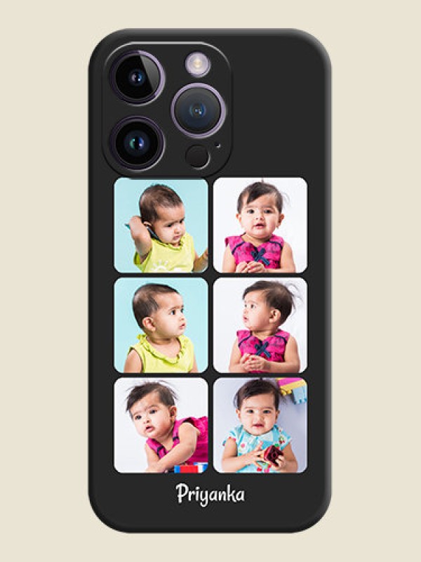 Custom Floral Art with 6 Image Holder on Photo on Space Black Soft Matte Mobile Case - iPhone 14 Pro