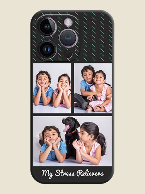 Custom Cross Dotted Pattern with 2 Image Holder  on Personalised Space Black Soft Matte Cases - iPhone 14 Pro