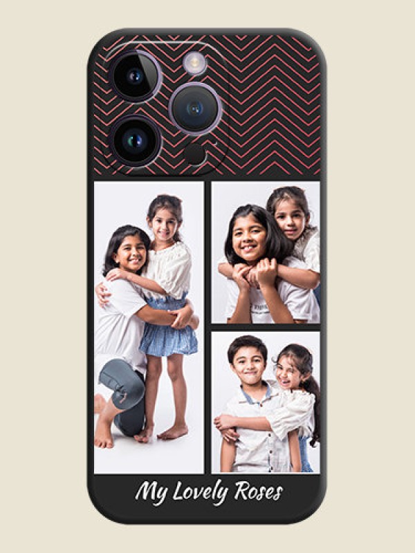 Custom Wave Pattern with 3 Image Holder on Space Black Custom Soft Matte Back Cover - iPhone 14 Pro