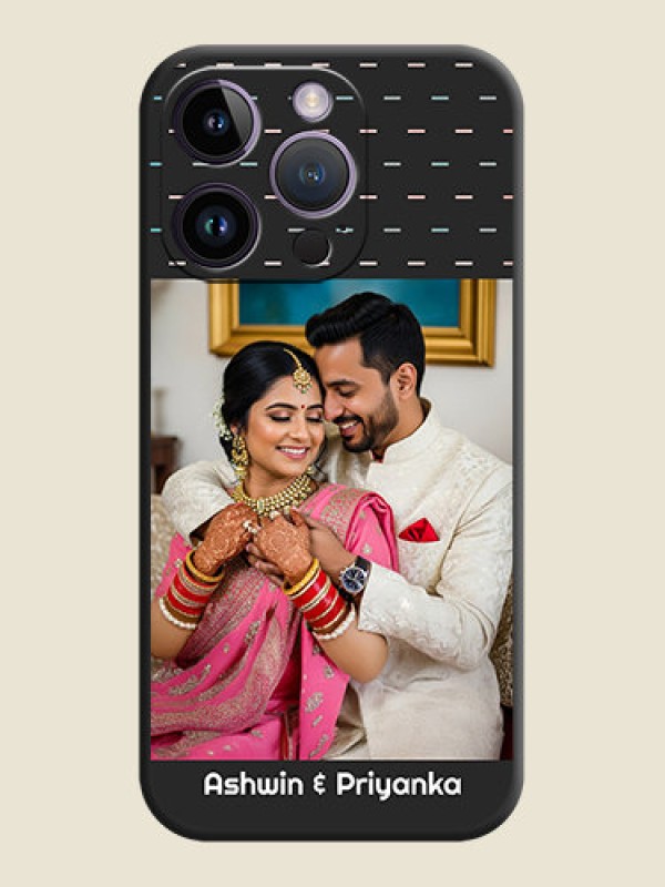 Custom Line Pattern Design with Text on Space Black Custom Soft Matte Phone Back Cover - iPhone 14 Pro