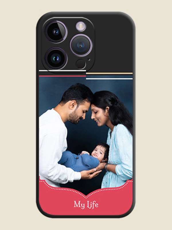 Custom Classic Plain Design with Name on Photo on Space Black Soft Matte Phone Cover - iPhone 14 Pro