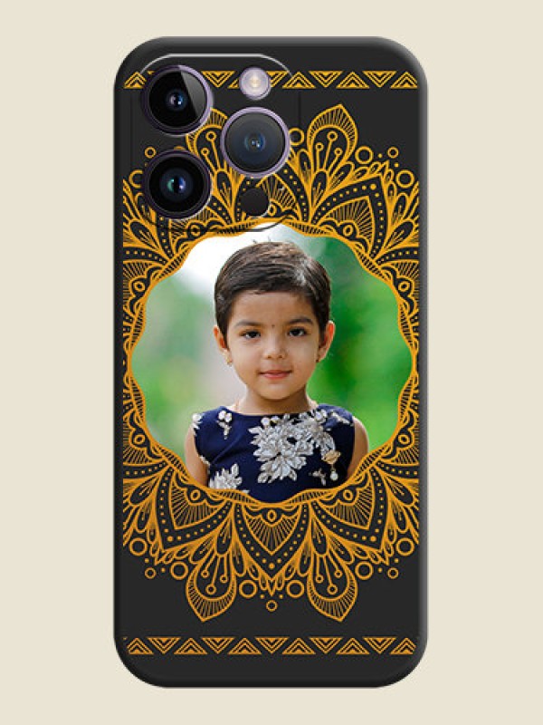 Custom Round Image with Floral Design on Photo on Space Black Soft Matte Mobile Cover - iPhone 14 Pro