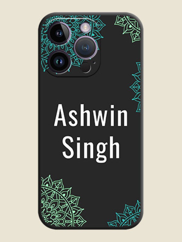 Custom Your Name with Floral Design on Space Black Custom Soft Matte Back Cover - iPhone 14 Pro