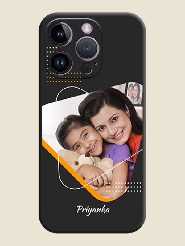 Custom Yellow Triangle on Photo on Space Black Soft Matte Phone Cover - iPhone 14 Pro