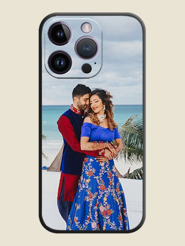 Custom Full Single Pic Upload On Space Black Personalized Soft Matte Phone Covers -Apple Iphone 14 Pro