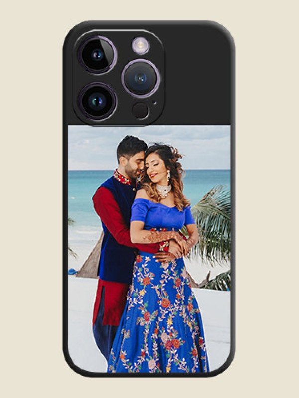 Custom Image Upload With Space Black Color On Custom Soft Matte Mobile Back Cover - iPhone 14 Pro