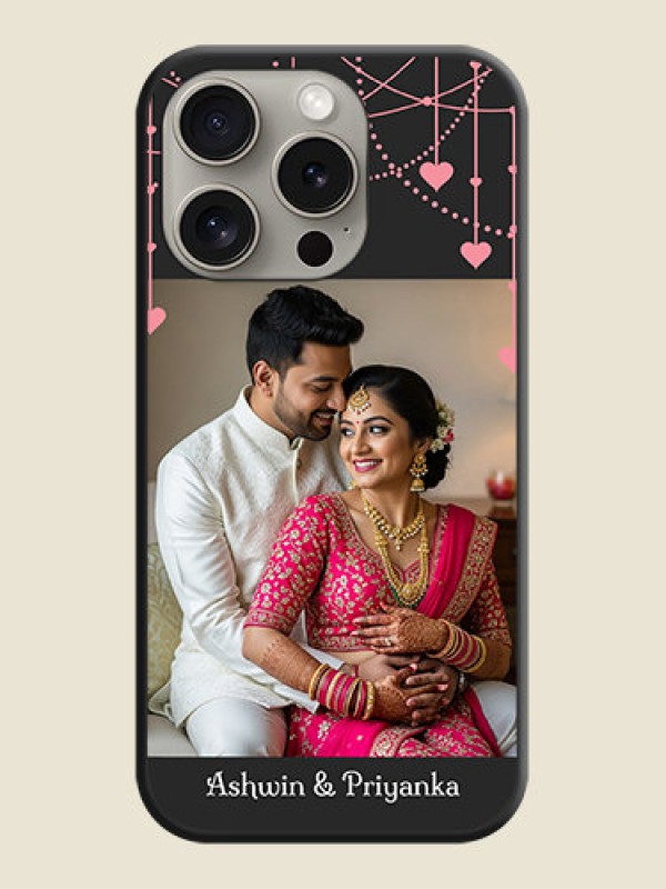 Custom Pink Love Hangings with Text on Space Black Custom Soft Matte Back Cover - iPhone 15 Pro