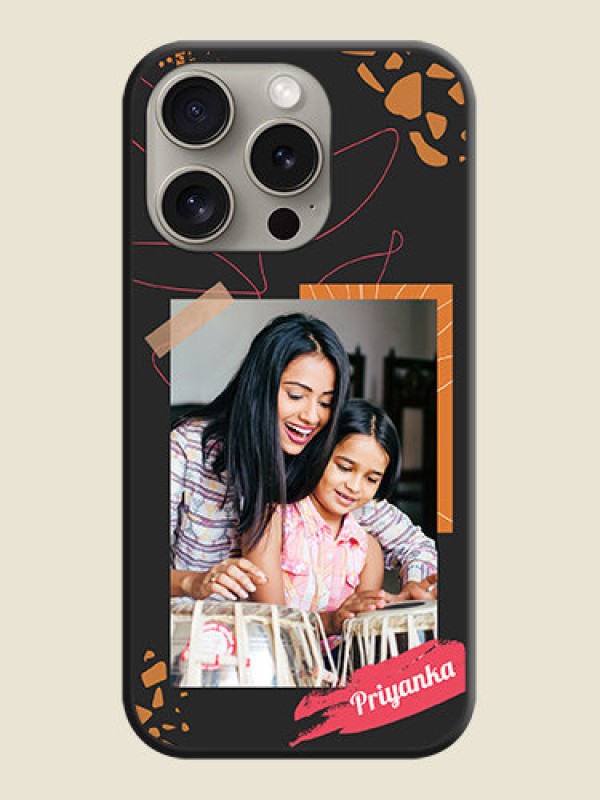 Custom Orange Photo Frame on Space Black Custom Soft Matte Phone Back Cover - iPhone 15 Pro
