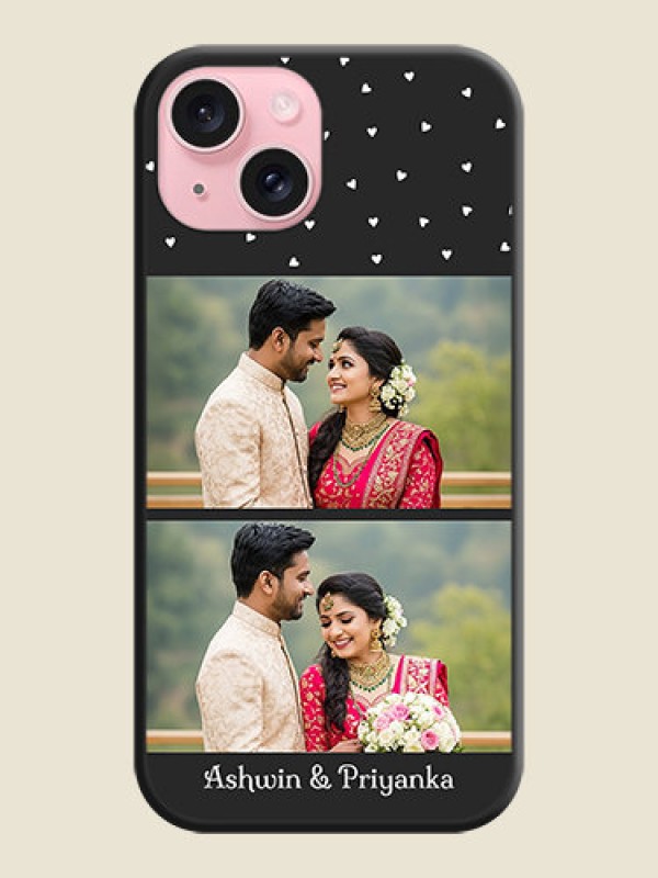 Custom Miniature Love Symbols with Name on Space Black Custom Soft Matte Back Cover - iPhone 15