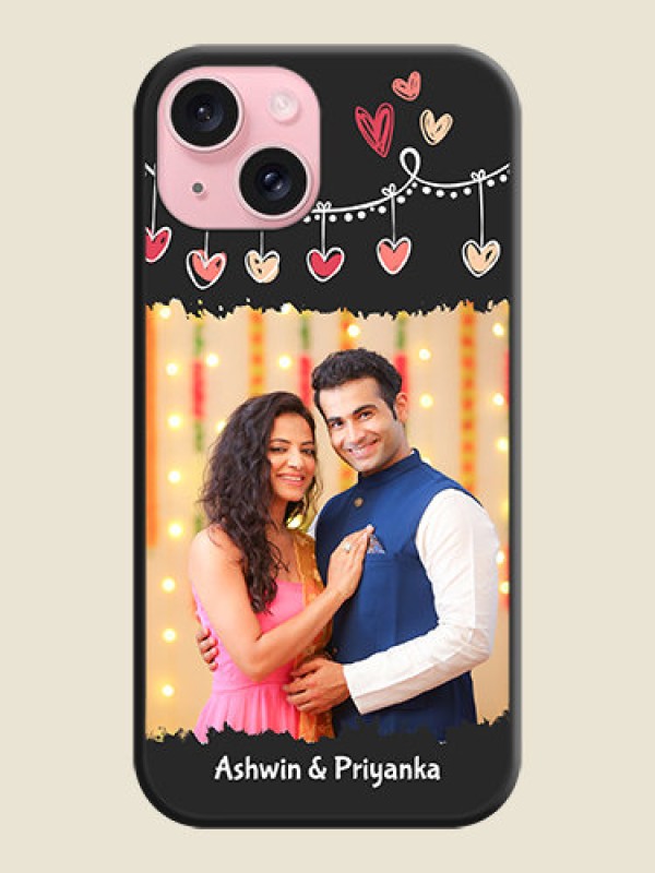 Custom Miniature Love Symbols with Name on Space Black Custom Soft Matte Back Cover - iPhone 15