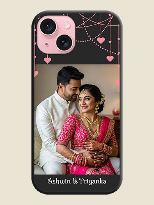 Custom Pink Love Hangings with Text on Space Black Custom Soft Matte Back Cover - iPhone 15