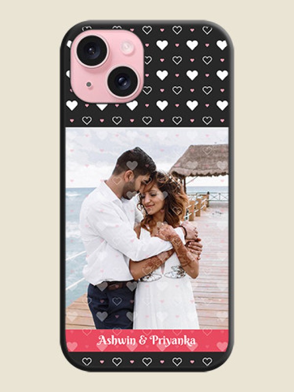 Custom White Color Love Symbols with Text Design - Photo on Space Black Soft Matte Phone Cover - iPhone 15