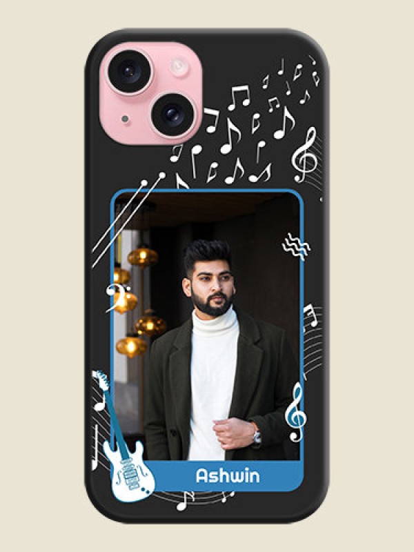 Custom Musical Theme Design with Text - Photo on Space Black Soft Matte Mobile Case - iPhone 15