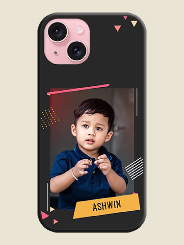 Custom Photo Frame with Triangle Small Dots - Photo on Space Black Soft Matte Back Cover - iPhone 15