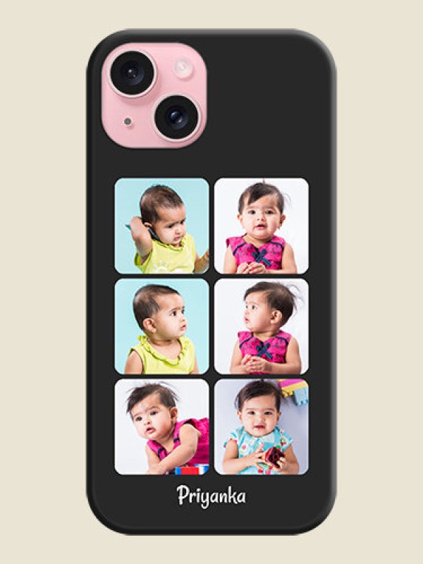 Custom Floral Art with 6 Image Holder - Photo on Space Black Soft Matte Mobile Case - iPhone 15