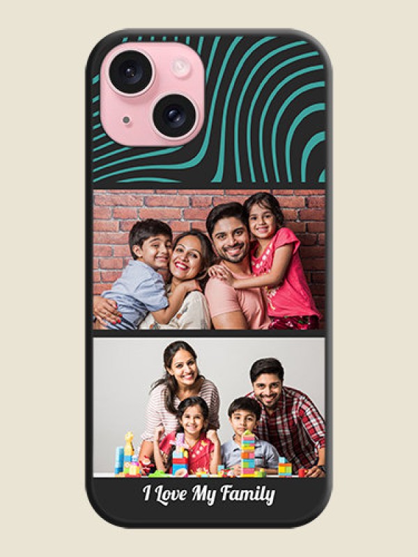 Custom Wave Pattern with 2 Image Holder on Space Black Personalized Soft Matte Phone Covers - iPhone 15