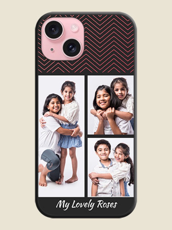 Custom Wave Pattern with 3 Image Holder on Space Black Custom Soft Matte Back Cover - iPhone 15