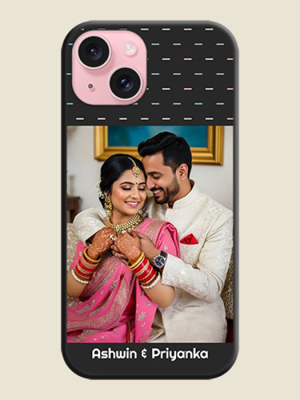 Custom Line Pattern Design with Text on Space Black Custom Soft Matte Phone Back Cover - iPhone 15