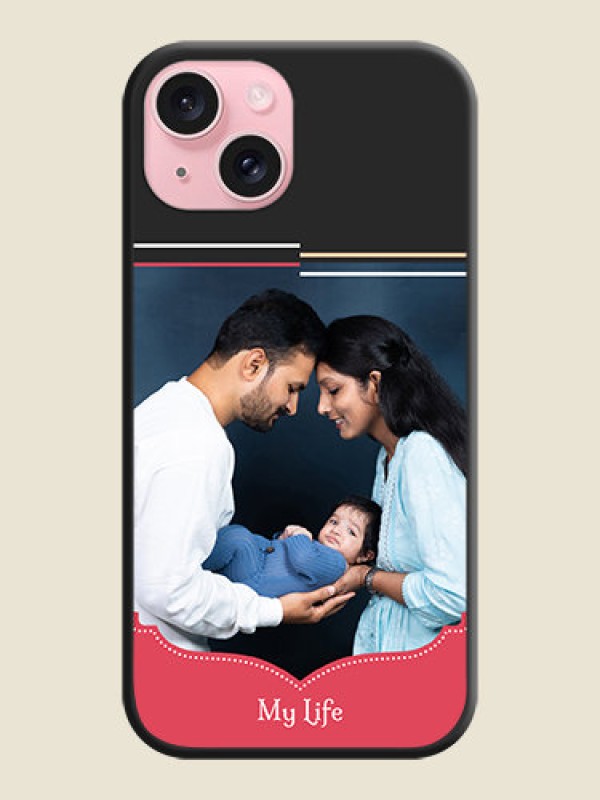 Custom Classic Plain Design with Name - Photo on Space Black Soft Matte Phone Cover - iPhone 15